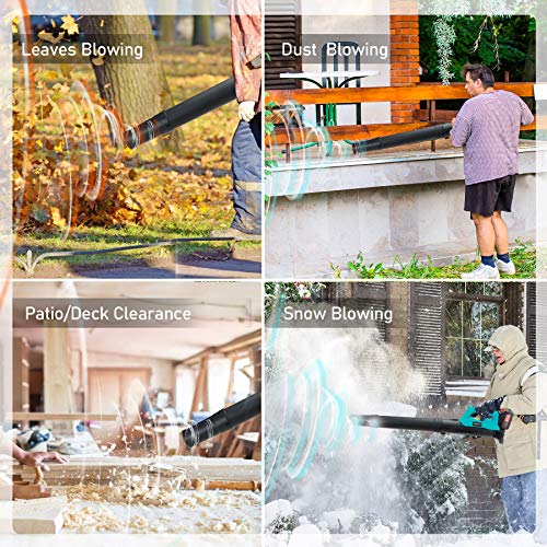 4000mAh Cordless Leaf Blower (1X Rechargeable Battery and 1X Charger Included), Electric Leaf Blower for Yard Cleaning, Powerful Light Battery Operated Leaf Blower for Leaf Snow Blowing, Blue