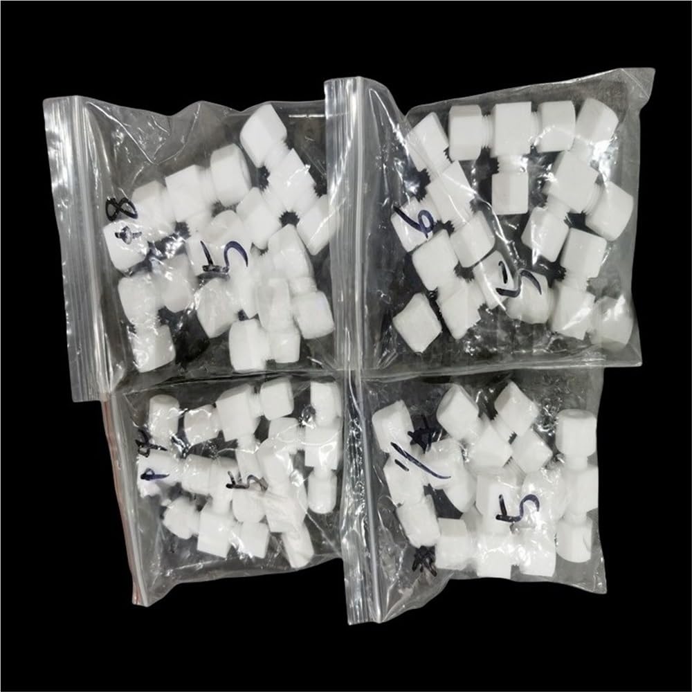 Rohrverbinder Weiße, alterungsbeständige T-förmige T-Verbindung, PTFE-Dreiwege-Kompressionsverschraubung, 1 Stück(35 * 35 * 35mm)