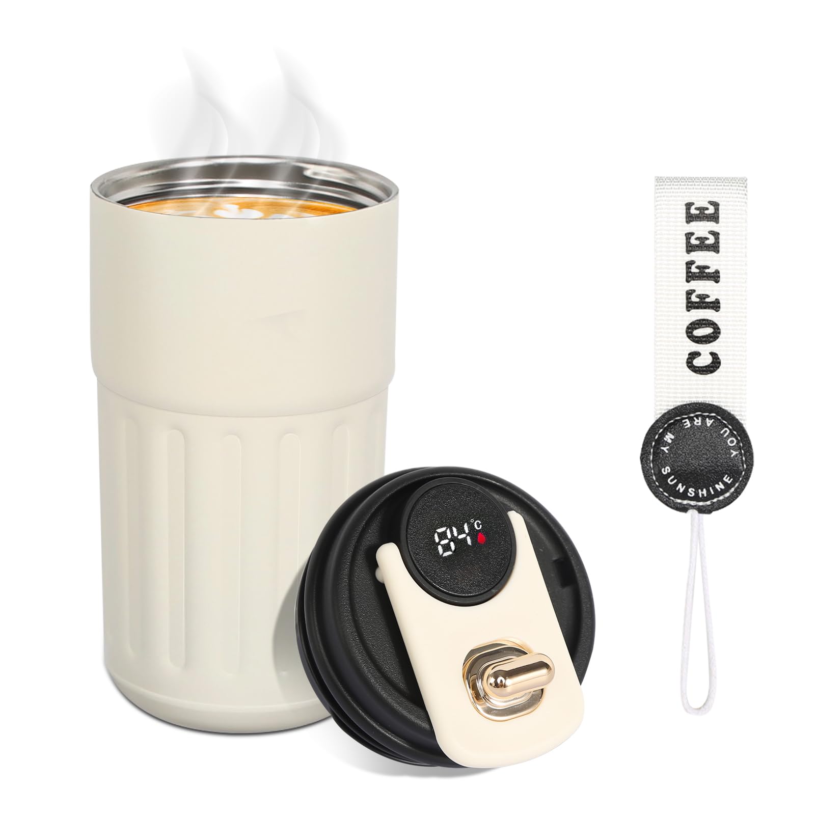 Water Bottle Flask Stainless Steel Flask for Hot Drink 450mL, Insulated Coffee Mug Travel Mugs for Hot Drinks Mug Warmer Thermal Cup