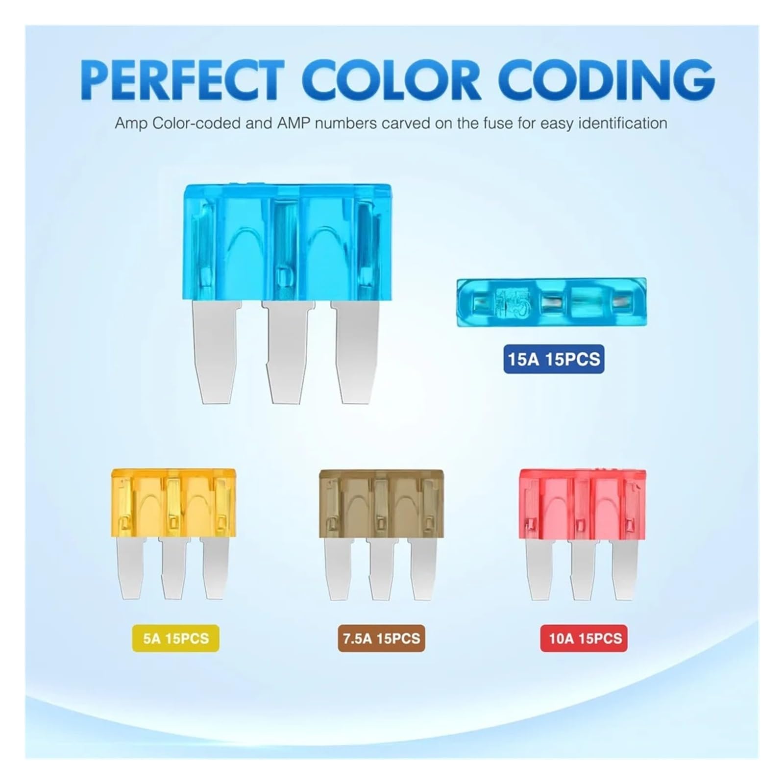 Kit di assortimento di lame ATL da 60 pezzi Kit di assortimento di micro fusibili a 3 poli di ricambio 5A 7. 10A 15A con strumento estrattore for camion camper