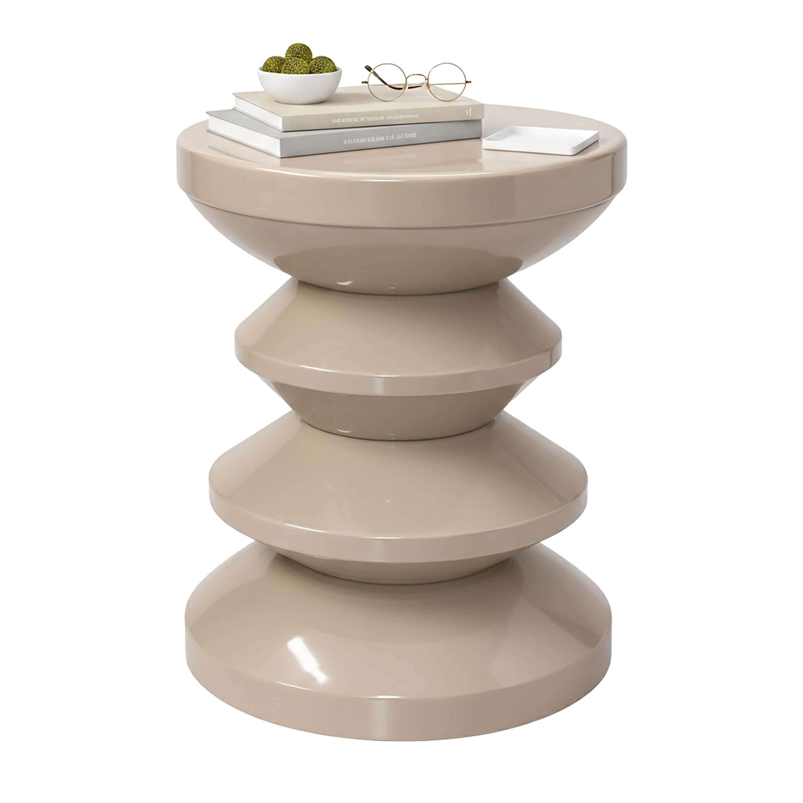 Relaxdays Tavolino & Sgabello, Design Zigzag, Oggetto Decorativo per Soggiorno, HxD: 46 x 35 cm