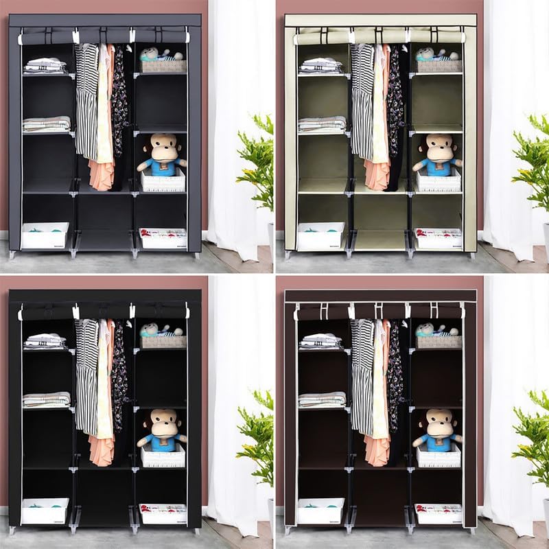 Miniatura 7 de Organizadores y almacenamiento de armario, armarios portátiles para colgar ropa, armario de tela no tejida con funda y 10 estantes, armario