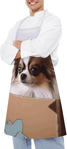 Miniatura 4 de MUSM Papillon in The Box ApronClassic Vintage Funny with Pockets Aprons,Adjustable Bib Waterdrop Resistant for Kitchen Cooking Restaurant BBQ