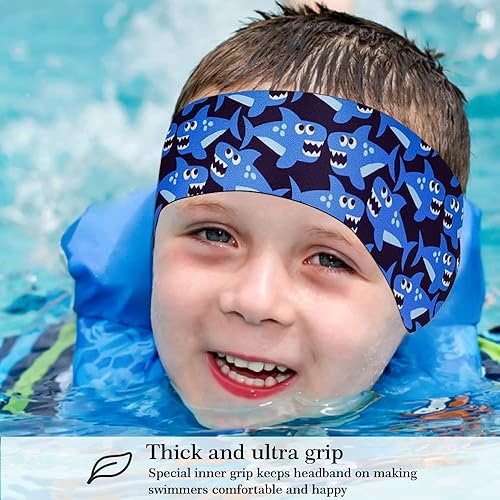 Miniatura 5 de 6 diademas de natación para niños, bandas ajustables de protección para los oídos, dibujos animados, impermeables, para niños de 1 a 5 años,