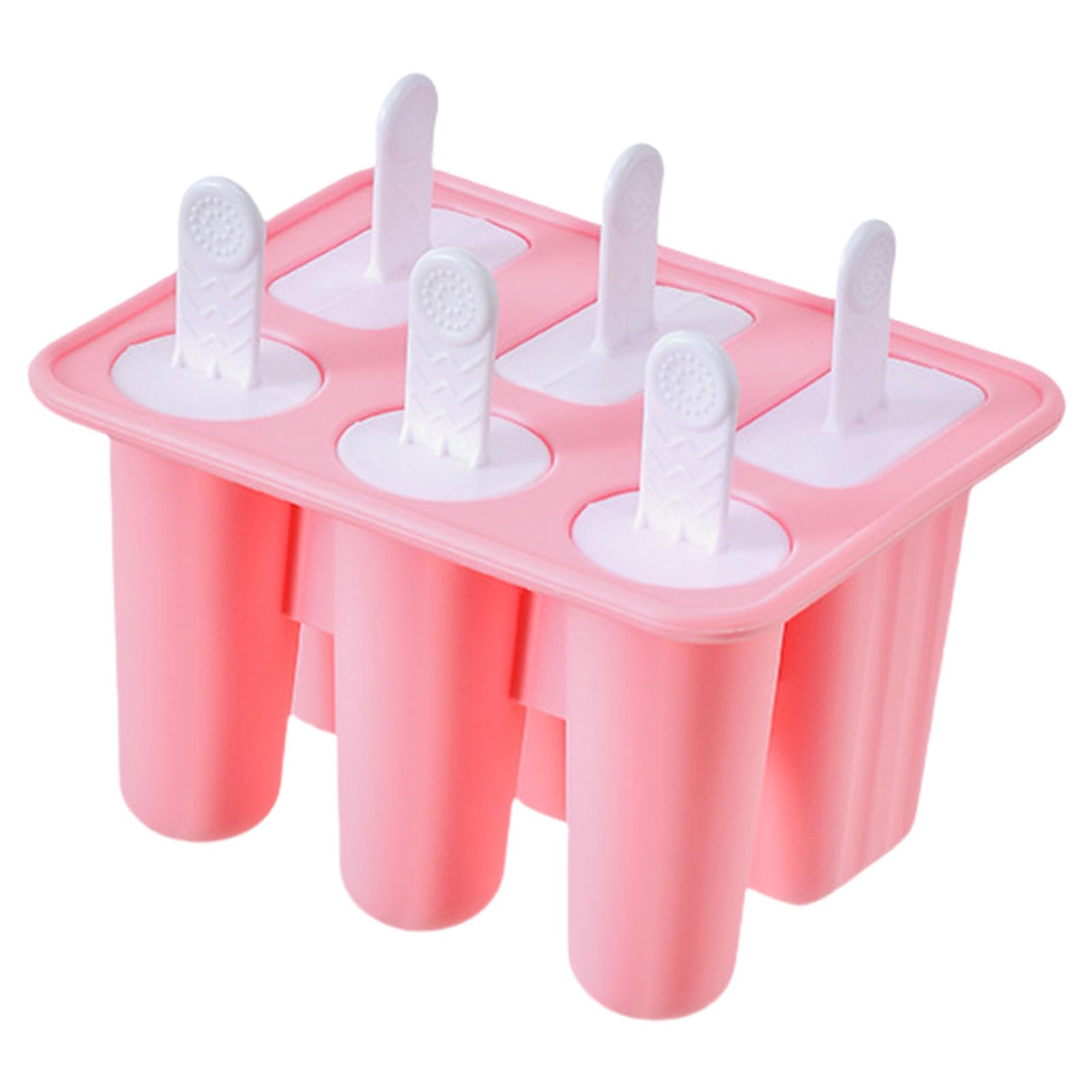 Xitea A Xite Silicone Ice Moulds With Handle For Parties Nd Gatherings, Easy To Release, 6 Compartments, Stem Moulds, Cream-Coloured Silicone Lolly For Children