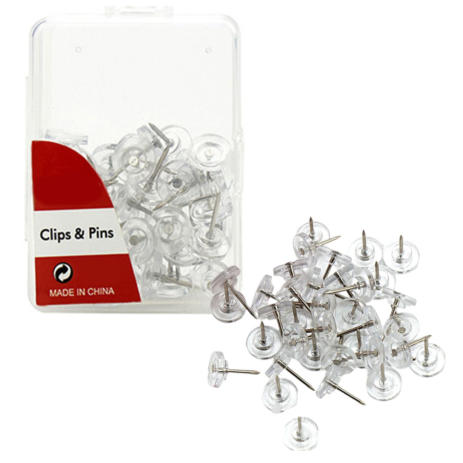 50/100 / 500Pcs Clear Round Flat Headed Push Pin Decorative Thumbtacks for School Offices Cork Notice Board Bulletin Board Clear Tacks