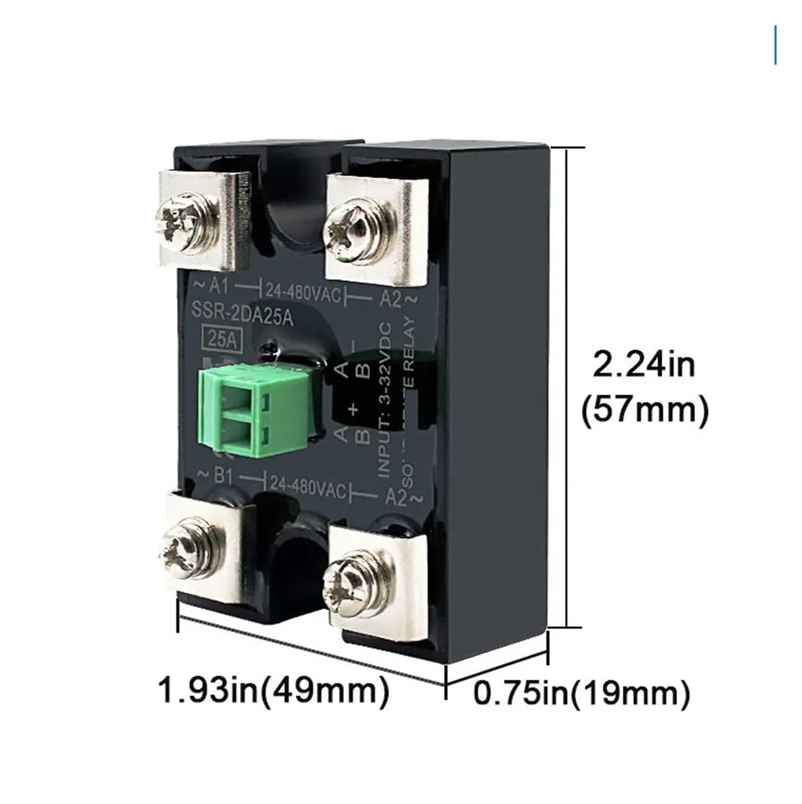 Relé de Estado sólido SSR monofásico de CC a CA de Doble Canal | Módulo SSR de control simple/doble 10A 25A 40A 24-480VAC(Dural control,25A)