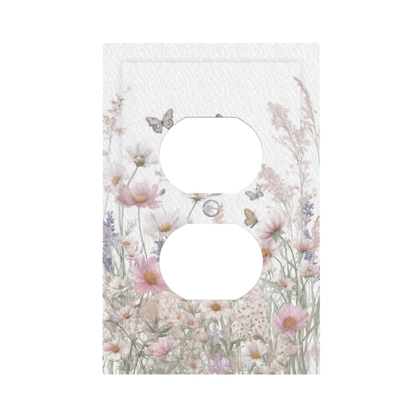 JDAKHD Decorative Outlet Covers Pastel Wildflower Butterfly 1 Gang Duplex Light Switch Cover Plate Boho Floral Unique Wall Plates Switch Plate Cover for Bathroom Home Decor