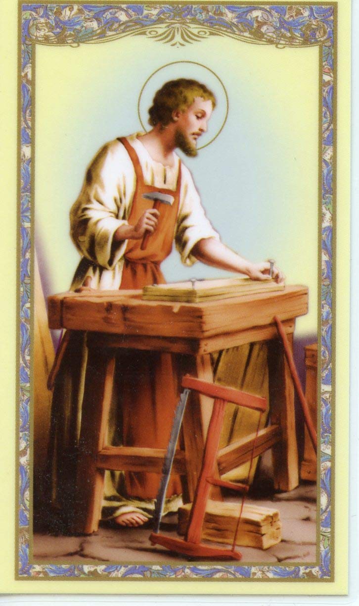 Automco Prayer to St. Joseph the Worker holy card - laminated - Pack of 25