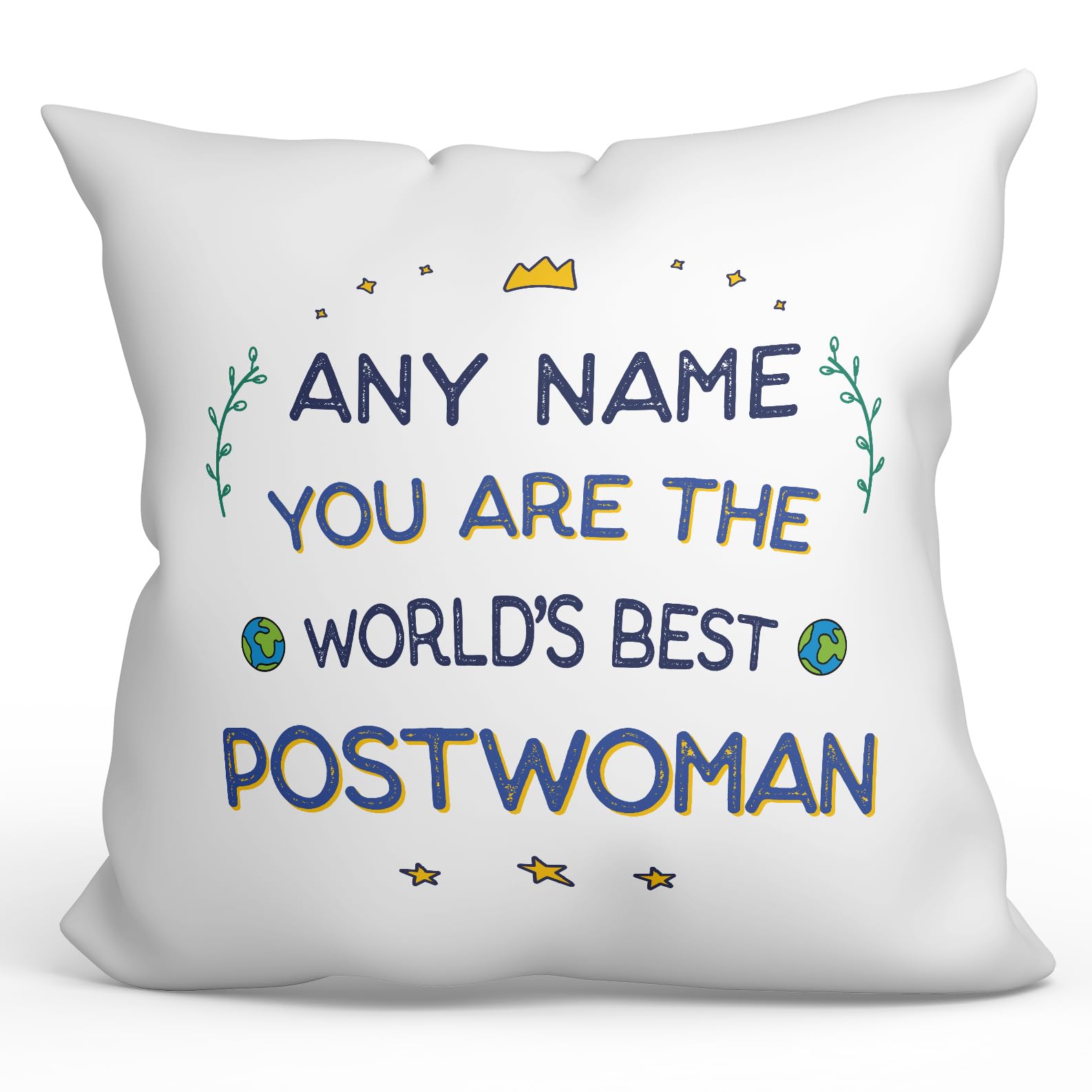 MUGFFINS Personalised Cushion for POSTWOMAN woman Padding included - in English - World's Best - Funny custom gift - Pillow: cover and filling 15.7x15.7 inches — image 1