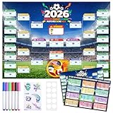 WUPIOS 2026 World Cup Schedule Poster Large Schedule Poster 40.5"×28.7", 2PCS World Cup Tournament Wall Chart & Markers, Football Poster 2026 World Cup Merchandise for Soccer Fans Gifts Party Decor