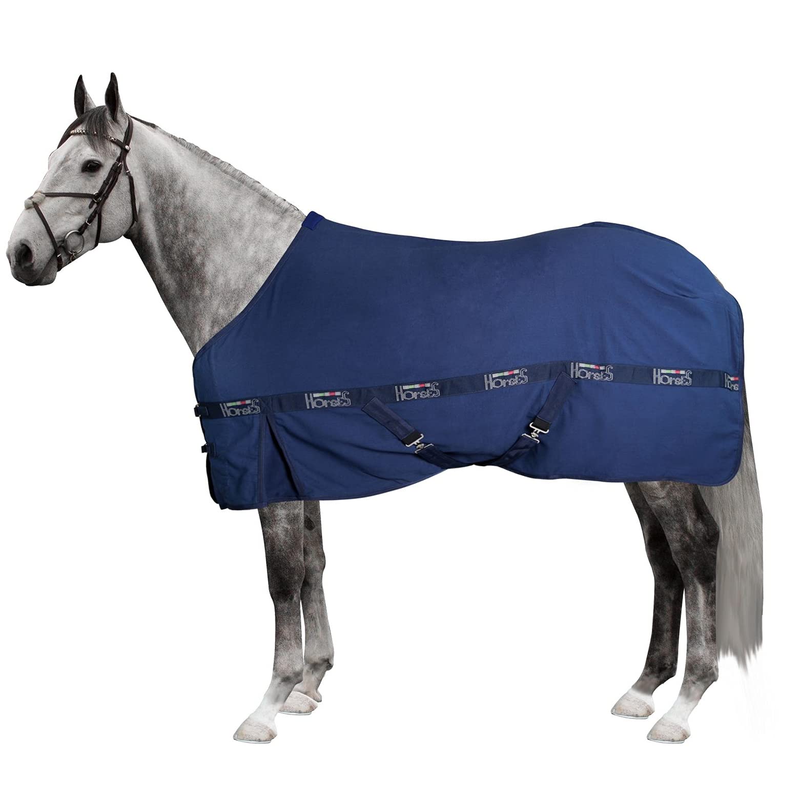 Horses, Coperta da Box in Cotone Modello Moon, Coperta di Ottima Fattura, Utile per Proteggere il Cavallo dagli Sbalzi di Temperatura, dalla Pioggia e dagli Insetti, Blu 145 cm