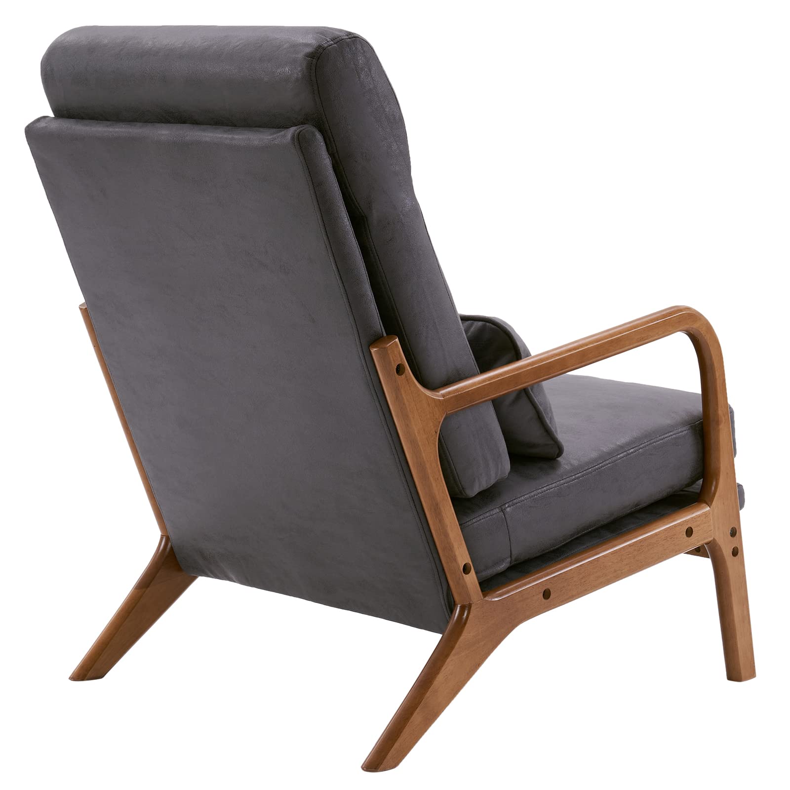 LEADZM Sessel Loungesessel, Armlehnstuhl Armlehnensessel Polstersessel, Armlehnen mit Massivholzrahmen, Lesesessel, Relaxsessel für Wohnzimmer, Schlafzimmer (Dunkelgrau)