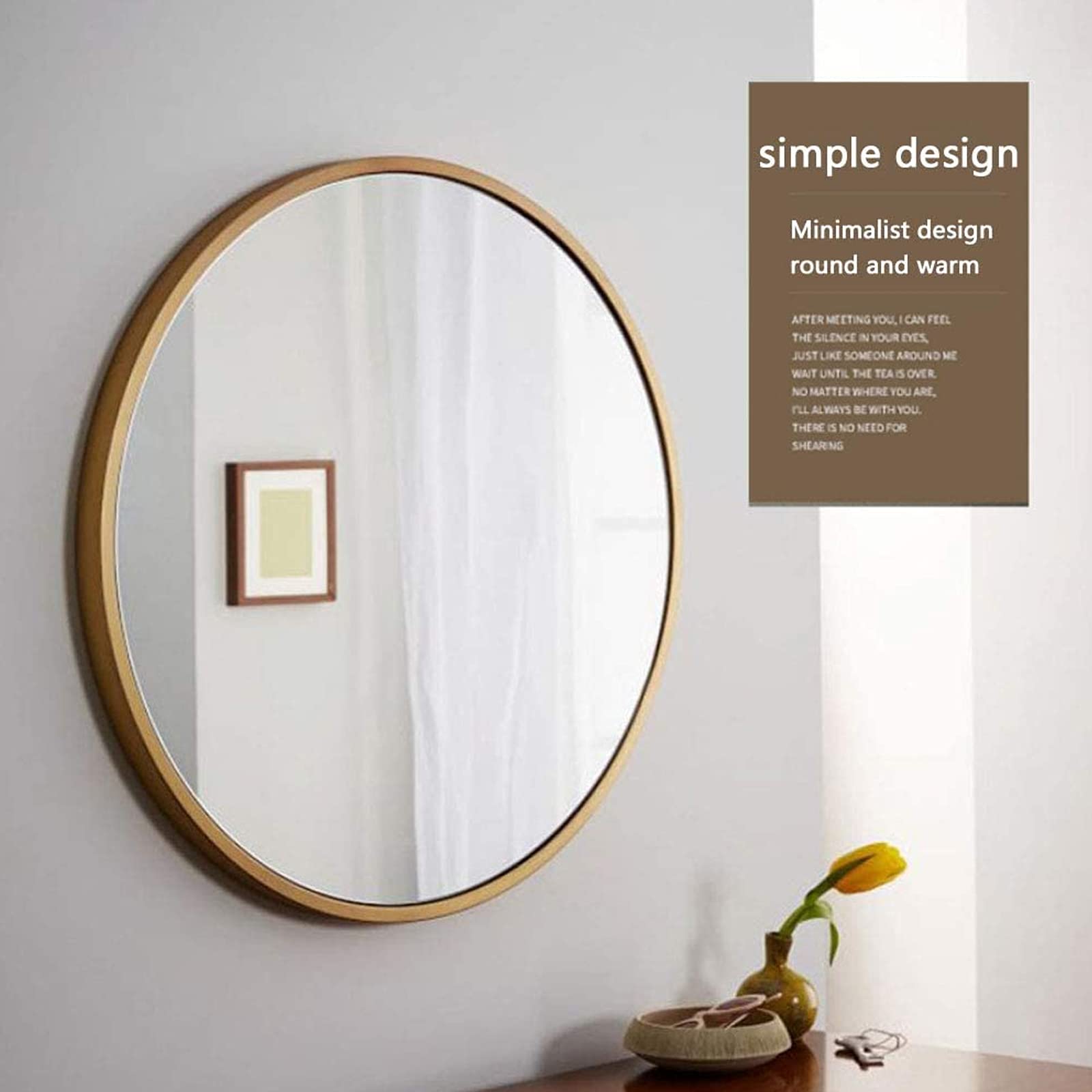 Specchio Espejo de pared Redondo, Espejo de baño con borde de Hierro forjado, Espejo de maquillaje HD a prueba de explosiones, Espejo de afeitar para Sala de estar, dormitorio, pasillo.
