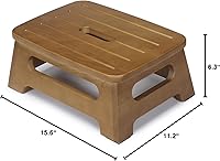 Vista 8 de Taburete de madera con carga máxima de 350 libras, taburete de un solo paso para adultos con tapete antideslizante, taburetes multiusos