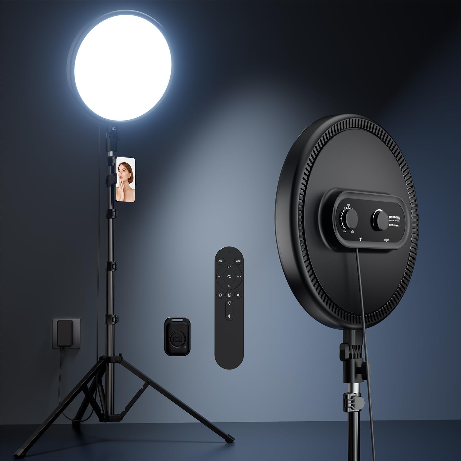 Weilisi Large Ring Light with Stand, 72“ Tripod with Ring Light, 6500K Full-Screen Ringlight Tripod for iPhone with Phone Holder, Selfie Light for Makeup, Barber, Video Recording, Photography