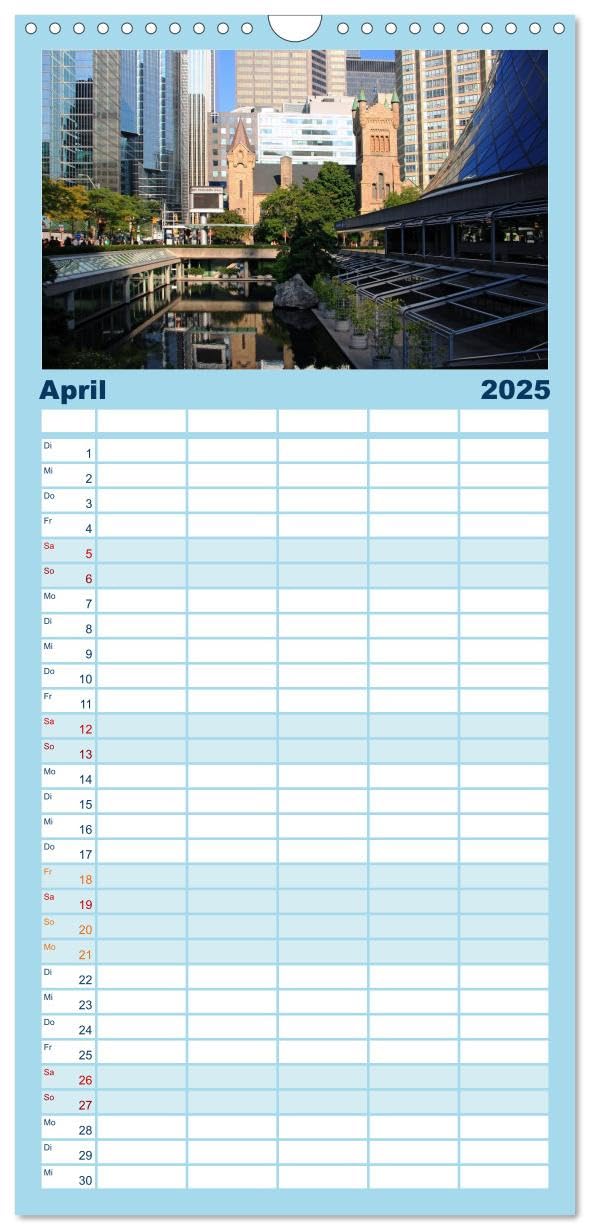 Familienplaner 2025 - Provinzhauptstadt Toronto mit 5 Spalten (Wandkalender, 21 cm x 45 cm), CALVENDO: Stadt am Ontariosee (CALVENDO Orte)