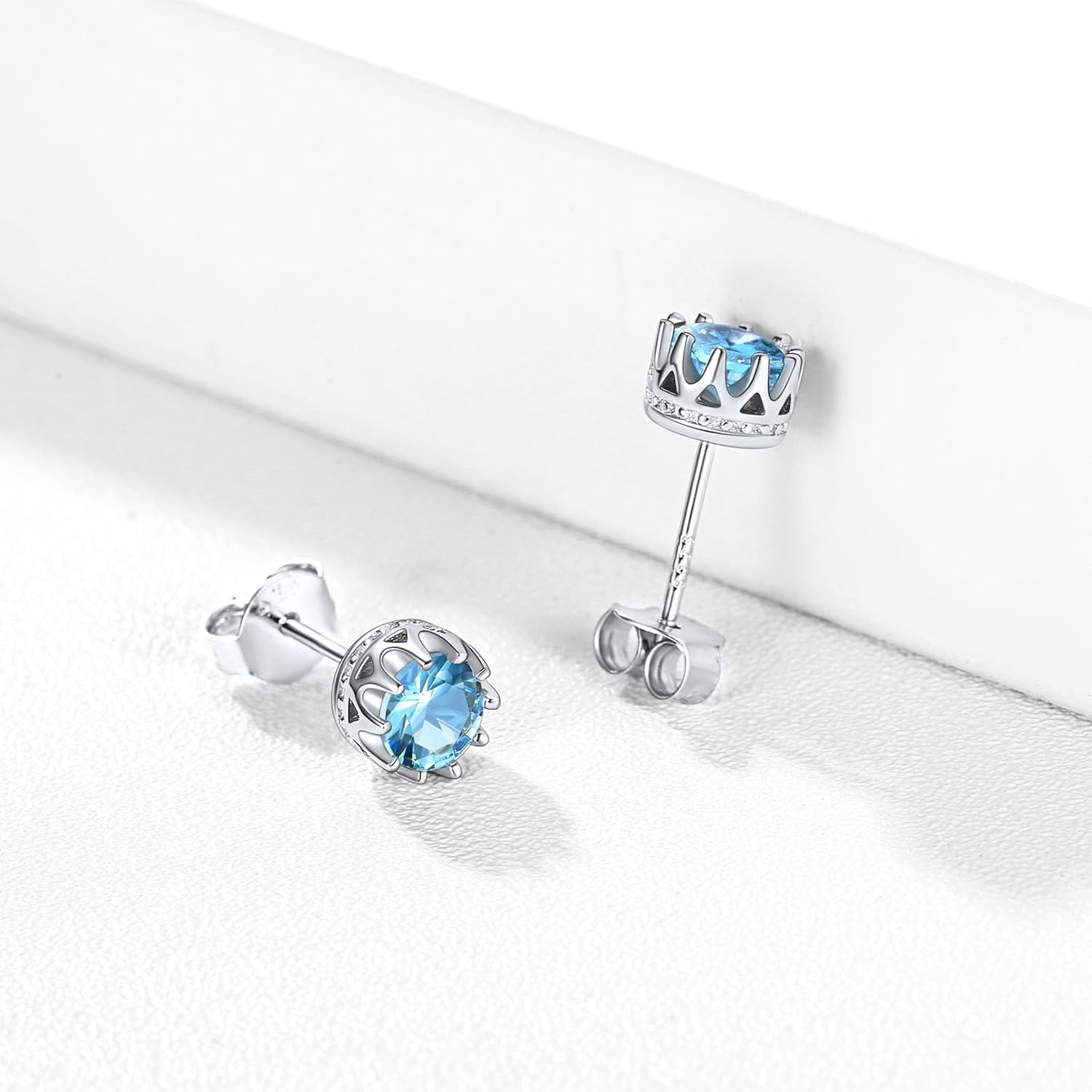 ChicSilver 925 Sterling Silver Earrings Sparkling Heart/Round/Princess Cut Birthstone Earrings for Women Birthday Jewelry with Gift Box - Image 9