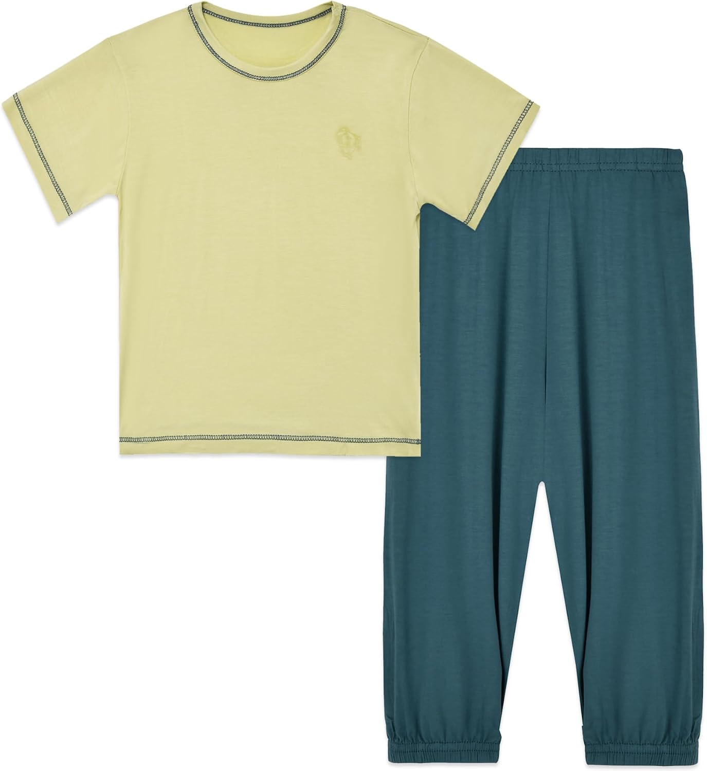 Kids Short Sleeve Pajamas Set Viscose of Bamboo for Boys Girls | 2 Pieces Little/Big Boys Girls Soft Short Sleeves & Pant Sleepwear Set for Spring Summer Fall