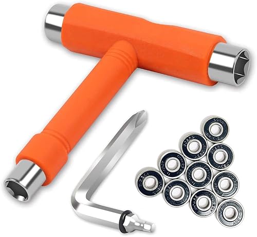 Miniatura 7 de Kit de herramientas de patinaje todo en uno, kit de herramientas con 10 rodamientos 608RS para patineta, patinaje de ruedas, patinaje