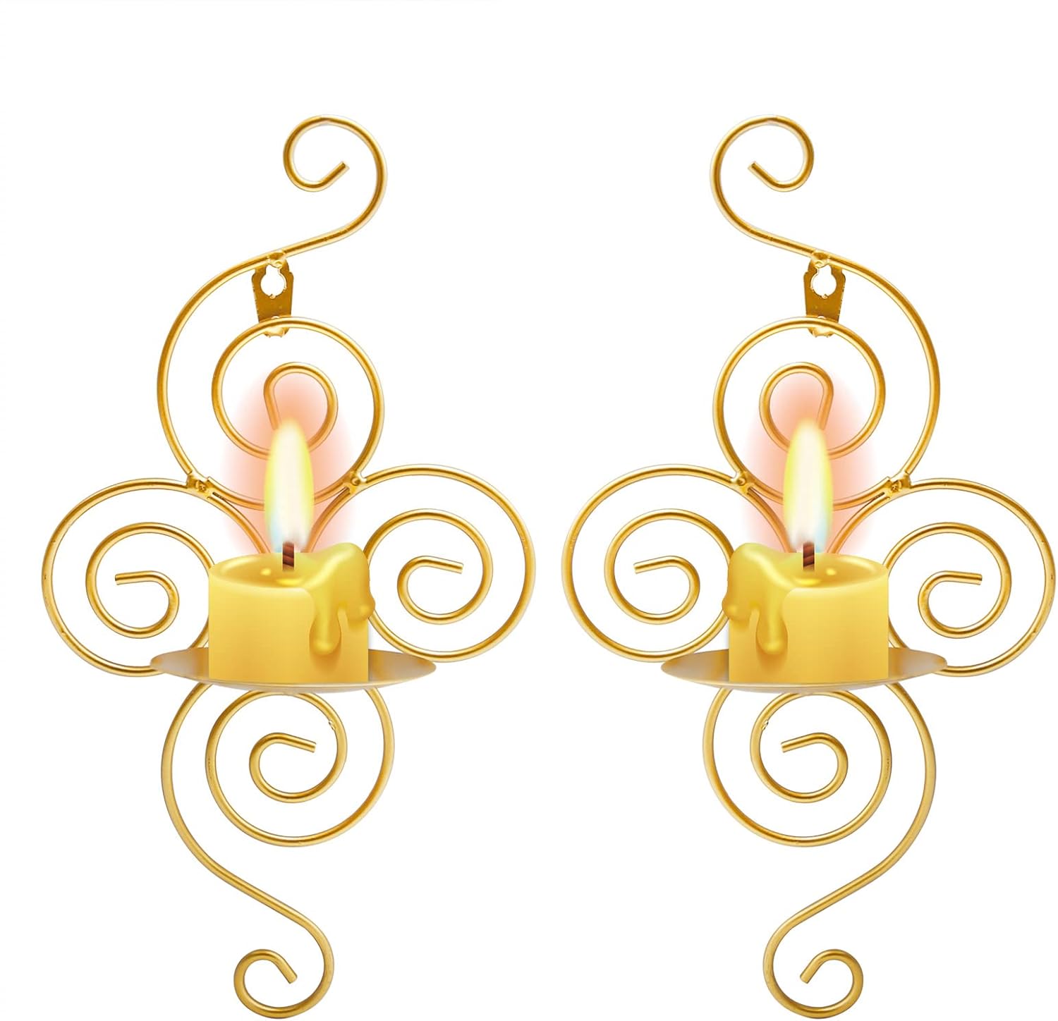 Iron Wall Candle Sconce Holder Set of 2 Hanging Wall