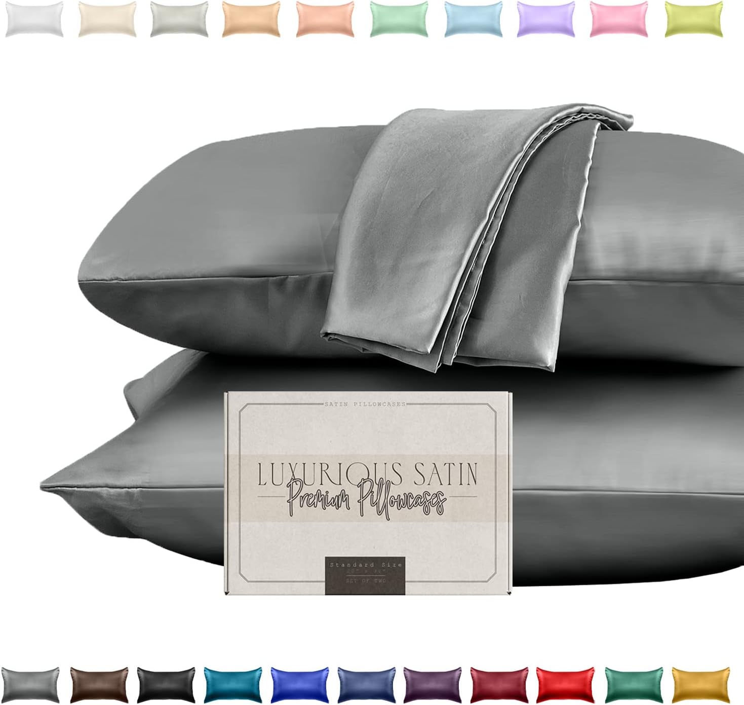Elegant Comfort Silky and Luxurious 2Piece Satin Pillowcase Set for Healthier Skin