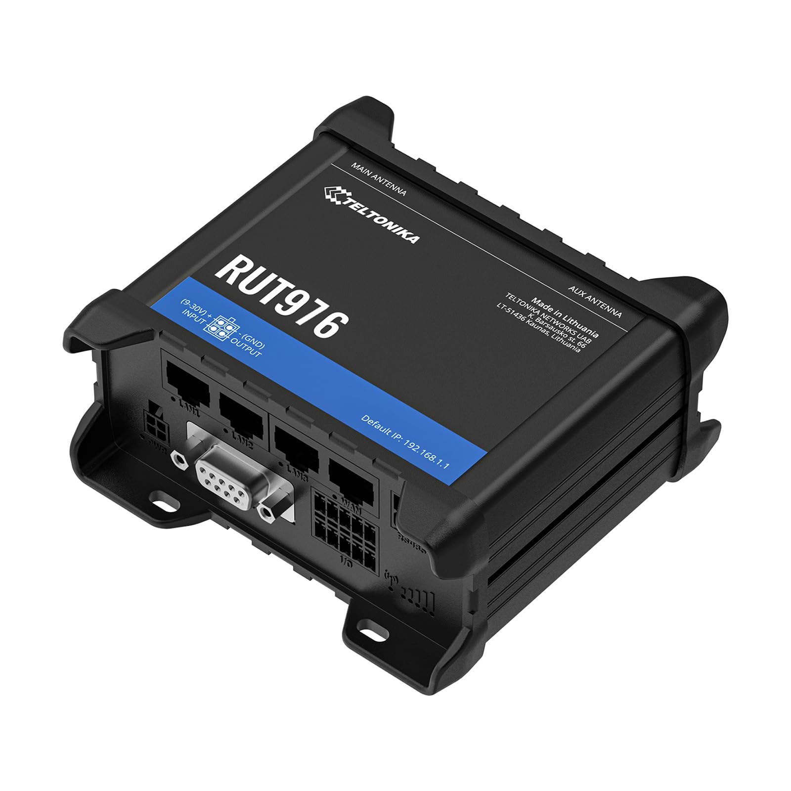 Teltonika Routeur Wi-Fi industriel cellulaire RUT976 RedCap 5G à faible latence et haute capacité, 4G LTE CAT 4, double SIM, RS232, RS485