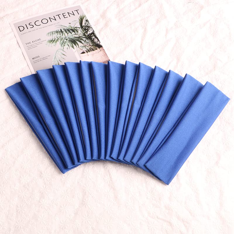 Image of Sport Yoga Headbands,Pack of 14,Fashion Soft Elastic Polyester Sweatband Yoga Stretchy Headband for Women Man Girl (Medium Blue)