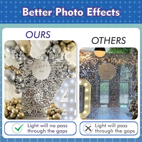 Qcity Orange Shimmer Wall Backdrop 36PCS, Black Back Not See-Through Design, Square Sequin Glitter Backdrop Panel, Perfect for Outdoor Events, Birthdays, Wedding and Party Decoration by Qcity - Image 3