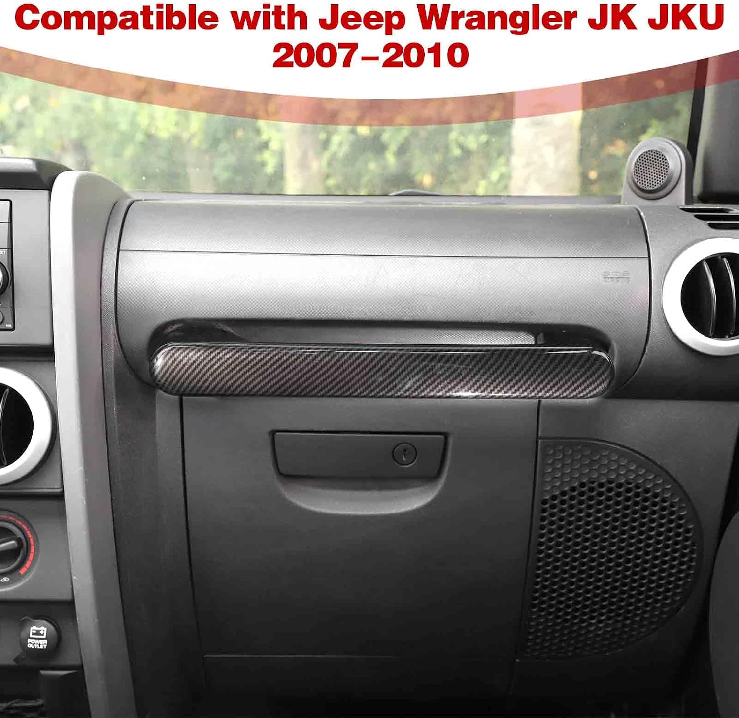 for Jeep JK Passenger Grab Handle Trim Cover for Jeep Wrangler JK JKU 2007 2008 2009 2010 Carbon Fiber Interior Accessories