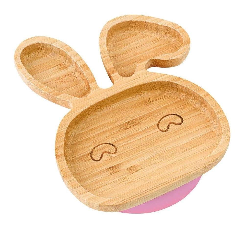 Bowl Baby food supplement organic bamboo plate with silicone silicone spoon sucker bowl child cute bunny Household tableware, retro bowl