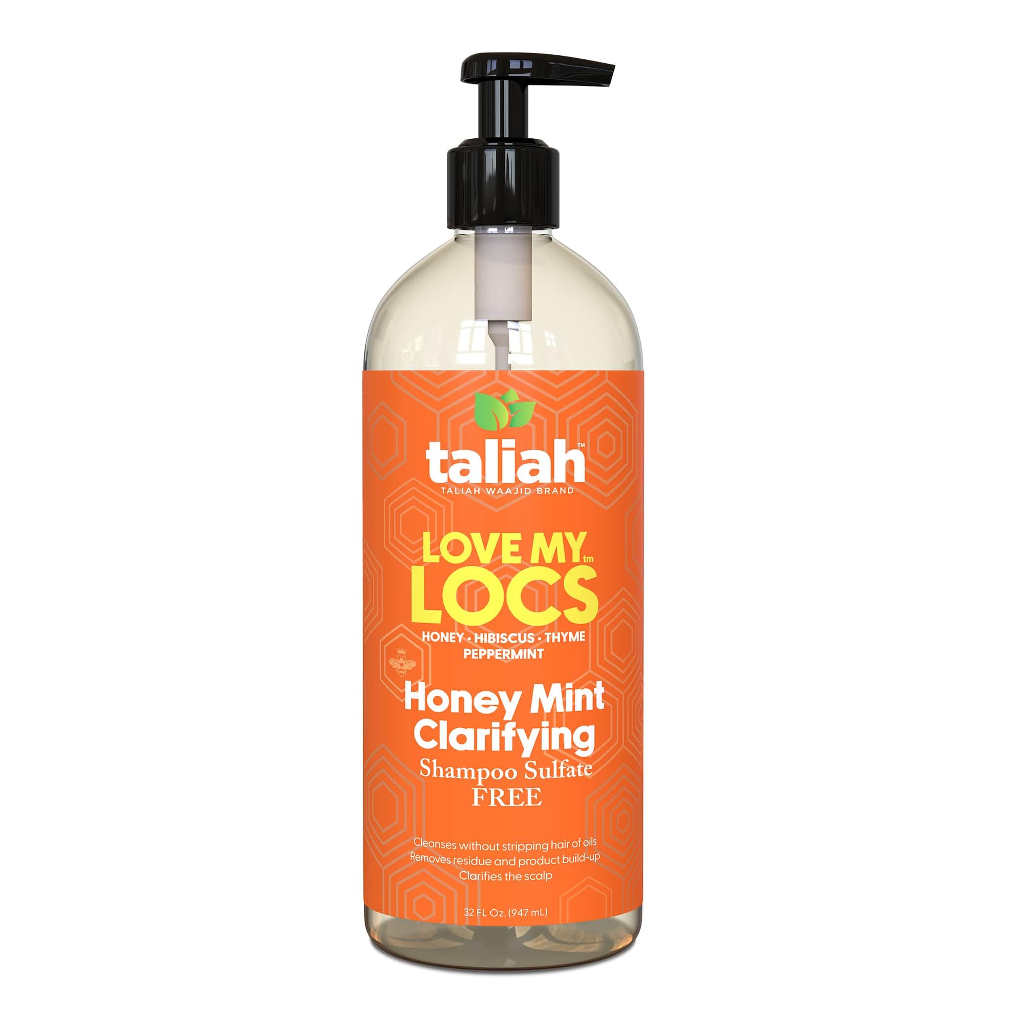 Taliah Waajid Honey Mint Clarifying Shampoo – Sulfate-Free, 32oz | Deep-Cleansing Natural Hair Shampoo with Honey & Peppermint | Removes Buildup, Soothes Scalp, and Restores Moisture Balance