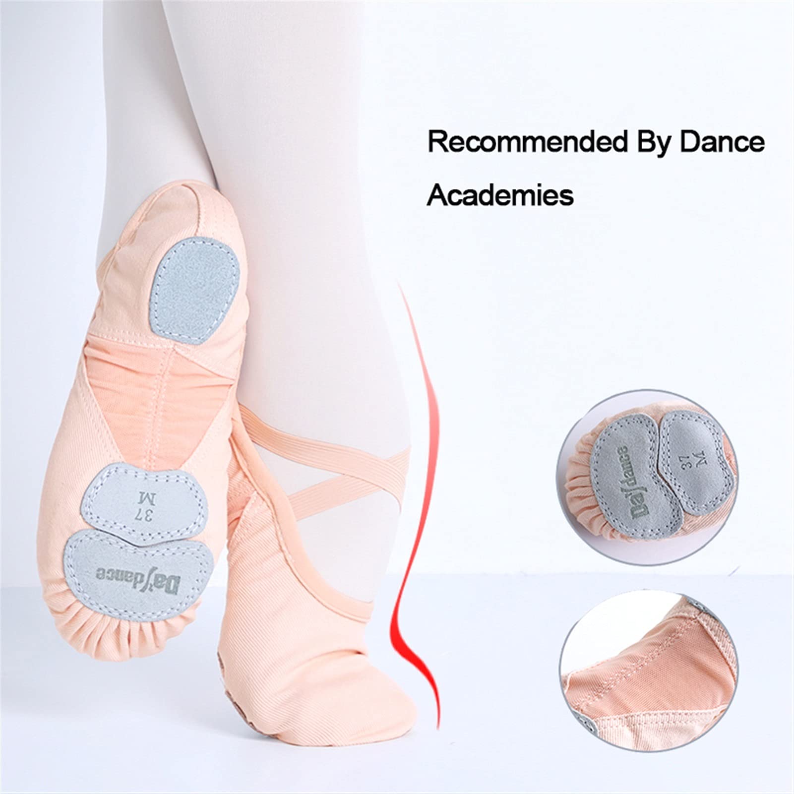 Baletki Damskie Baletki Buty Baletki Dla Dziewczynek Akademia Tańca Trzy Miękka Podzielona Podeszwa Rozciągliwa Tkanina Mesh Splice Kapcie Taneczne (Beżowy 8.5)