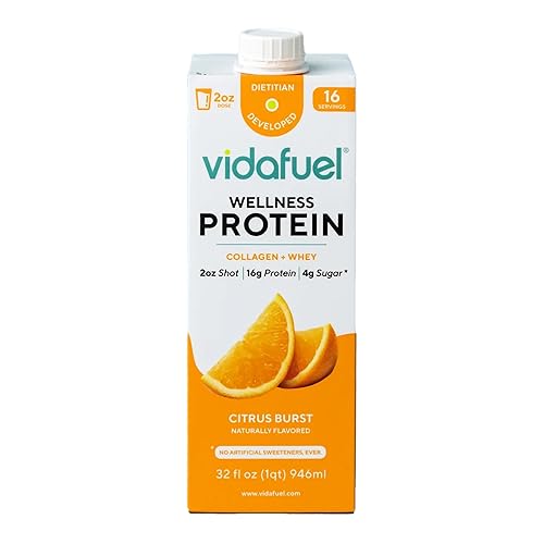 Miniatura 8 de Vidafuel Bebida proteica, 0.56 oz de proteína por inyección de 2 onzas, caja de 32 onzas líquidas, cítricos, colágeno y bebida de suero de leche,