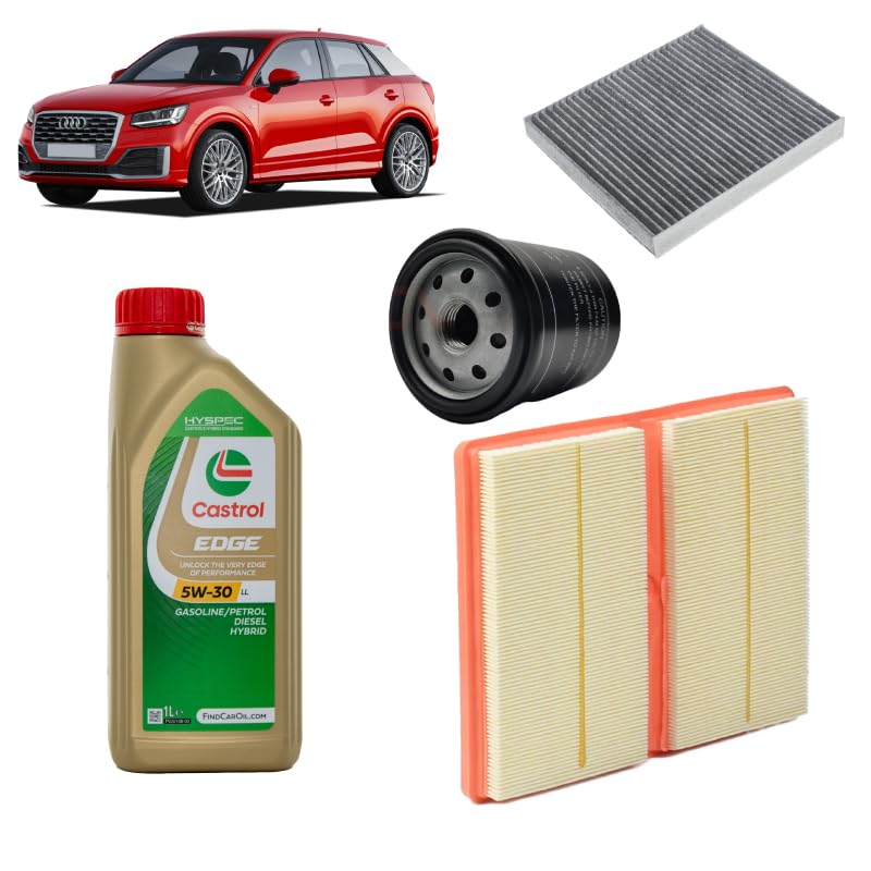 Kit tagliando 3 filtri + 4 L olio Edge 5W30 LL compatibile con Audi Q2 GAB 1.0 TFSI,CHZJ