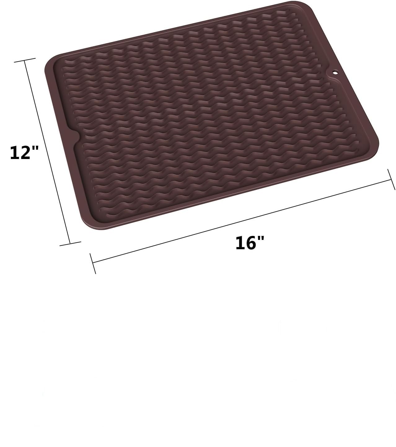 NILKANTH® Dish Drying Mat for Kitchen, Silicone Dishes Drying Mats for Counter, Rubber Dish Dryer Pad, Heat Resistant & Easy to Clean for Pots and Pans Brown (16 X 12IN) 1