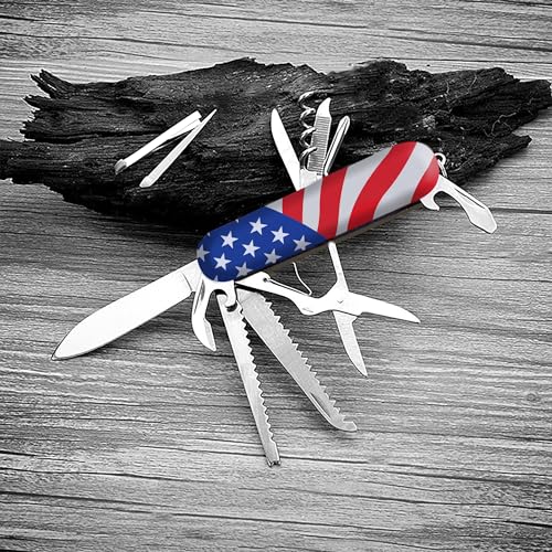 Image of Swiss Eagle 30-in-1 Classic Pocket House Hold & Campaign Tool, Premium Multi Tool Pocket Tool with Blade, Scissor, Screwdriver, Plier, Magnifying Glass, Tweezer for Christmas Gifts - American Flag