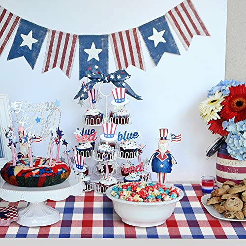 Tifeson 4Th Of July Buffalo Plaid Table Runner - 13 X 72 Inch Patriotic Red & Blue & White Plaid Check Table Runner For Veterans Day Party, Fourth Of July/Independence Day Party Table Decorations #TOP5