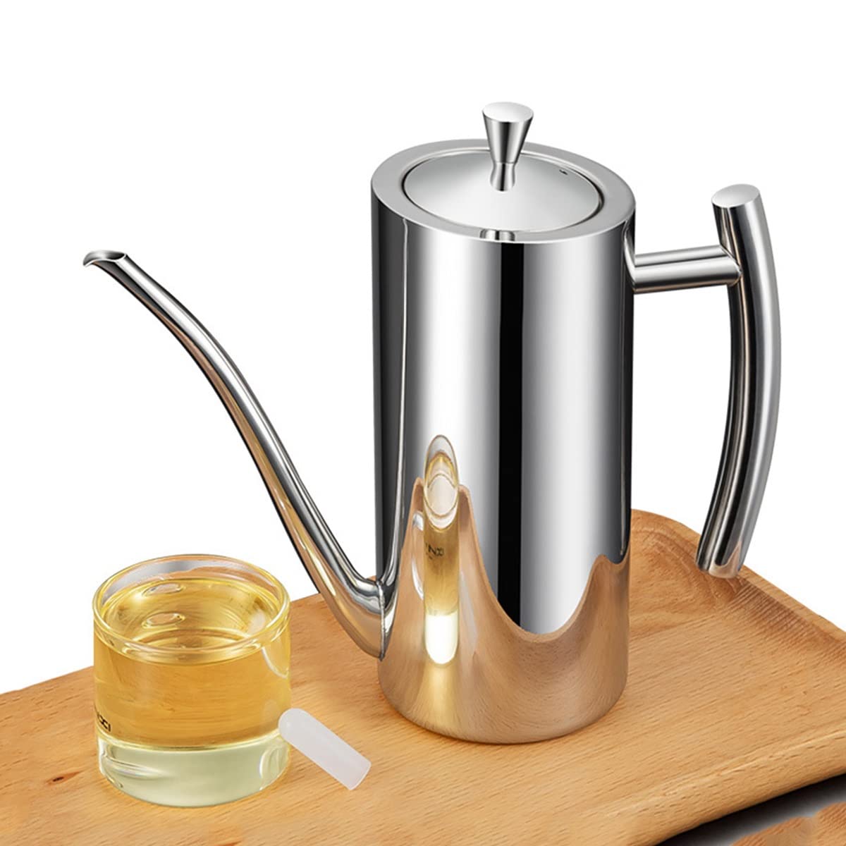 Bottiglia dispenser per olio, in acciaio inox, antigoccia, per cucinare, barbecue, friggere, cuocere al forno, uso in cucina, 500 ml