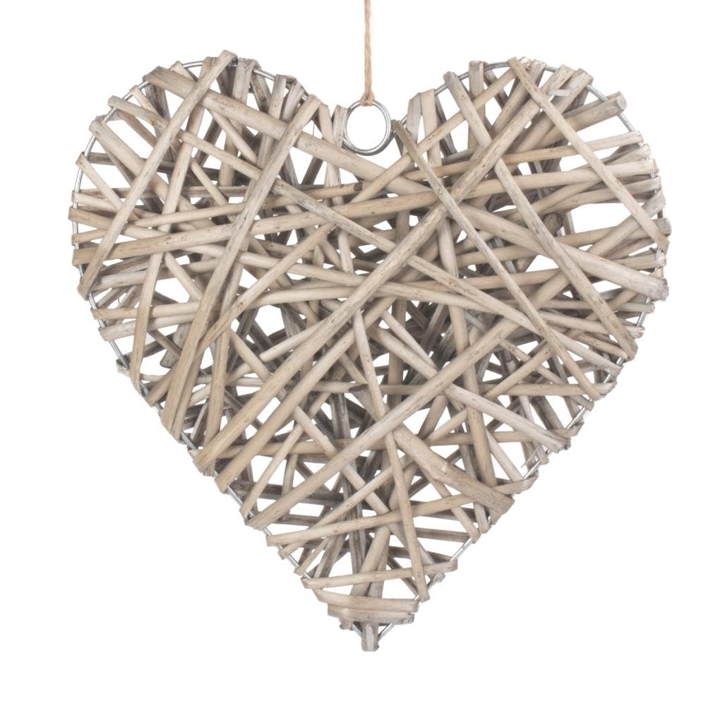 Rackhams Red Full Antique Wash Wicker Heart - Large