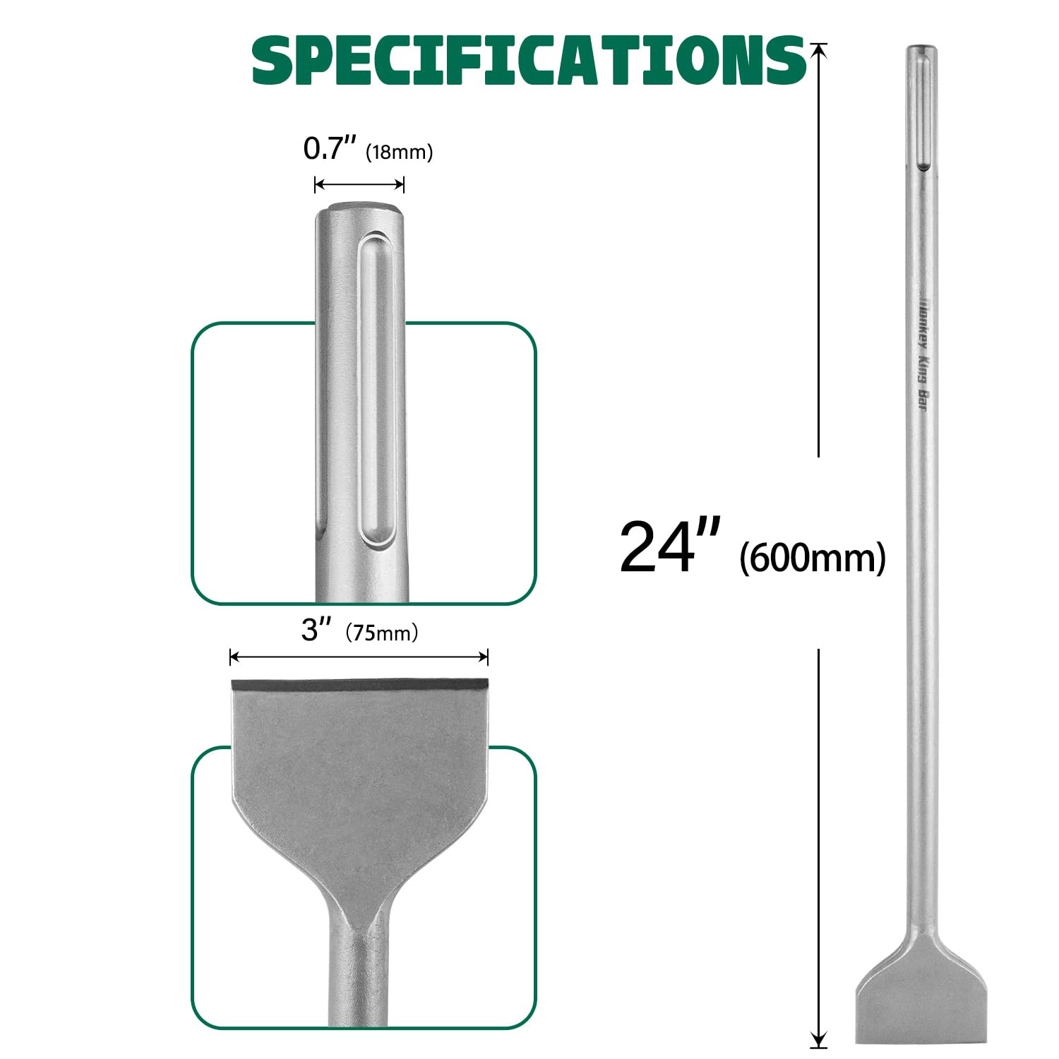 MonkeyKingBar-SDS Max Bits Flat Chisel 24