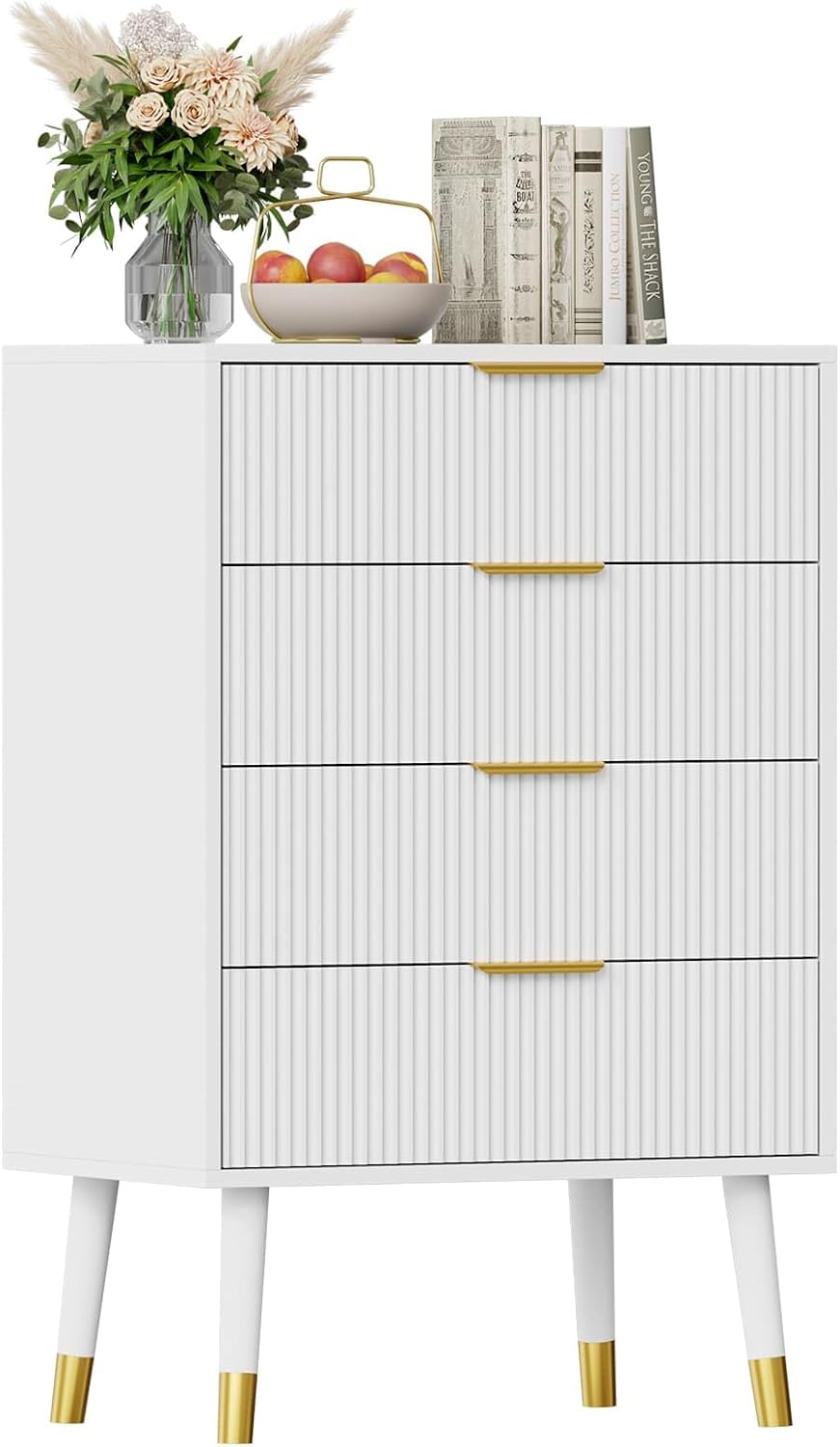 3 Drawer Dresser with Storage, 28.5" 23.6" 15.4" Chest of Drawers with Metal Handles, Modern Minimalist Nightstand with Metal Legs, Organizer Cabinet for Living Room, Bedroom, Hallway