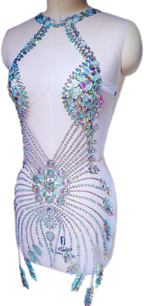 Handmade Rhinestone Beads Deep V Applique Crystal Patches for Wedding Dress
