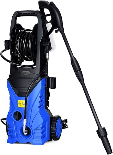 Happygrill Lavadora a presión eléctrica, 2030PSI 1.6GPM máquina pulverizadora de alta presión con manguera de 16.5 pies, cepillo de lavado, botella