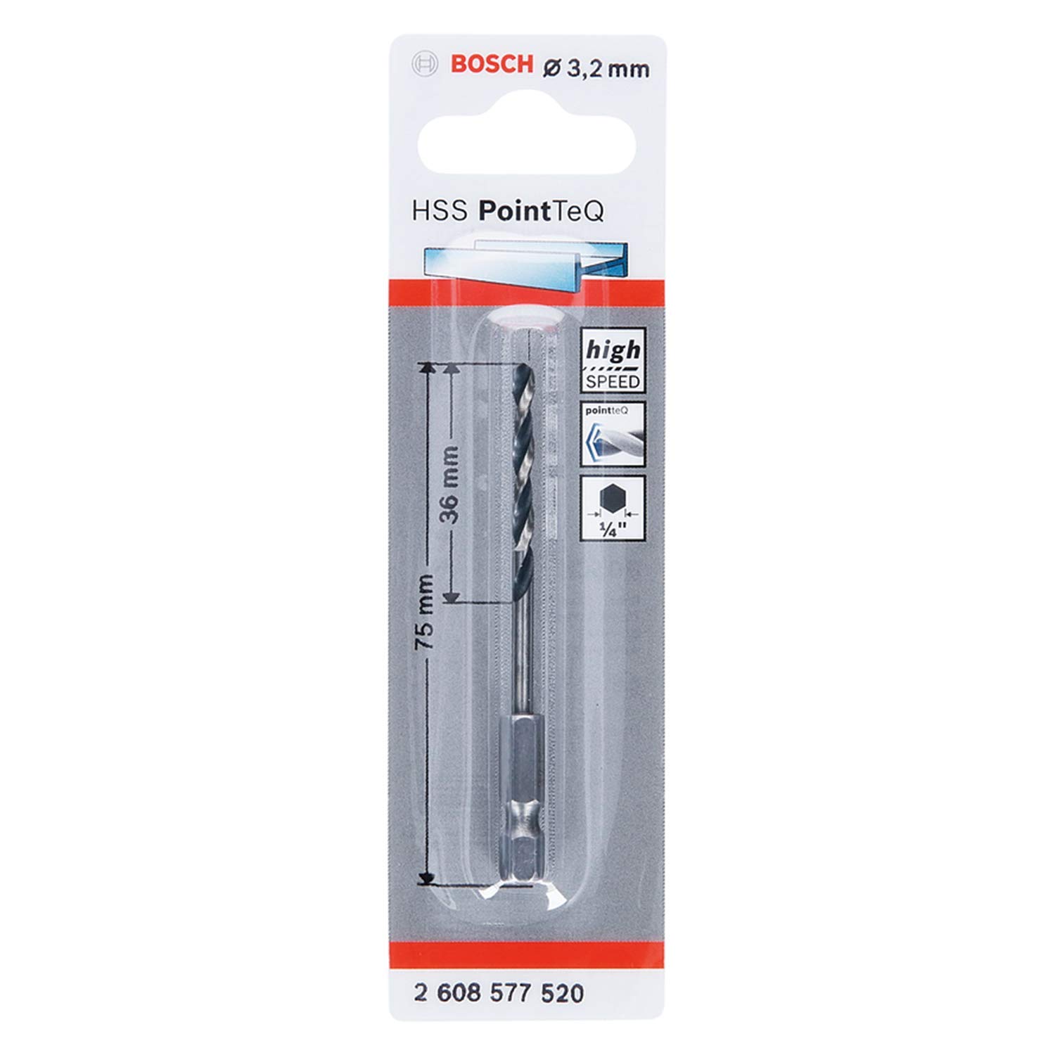 Bosch 2608577520 PointTeQ Twist Drill Bit Hex Shank Quick Metal Dr...