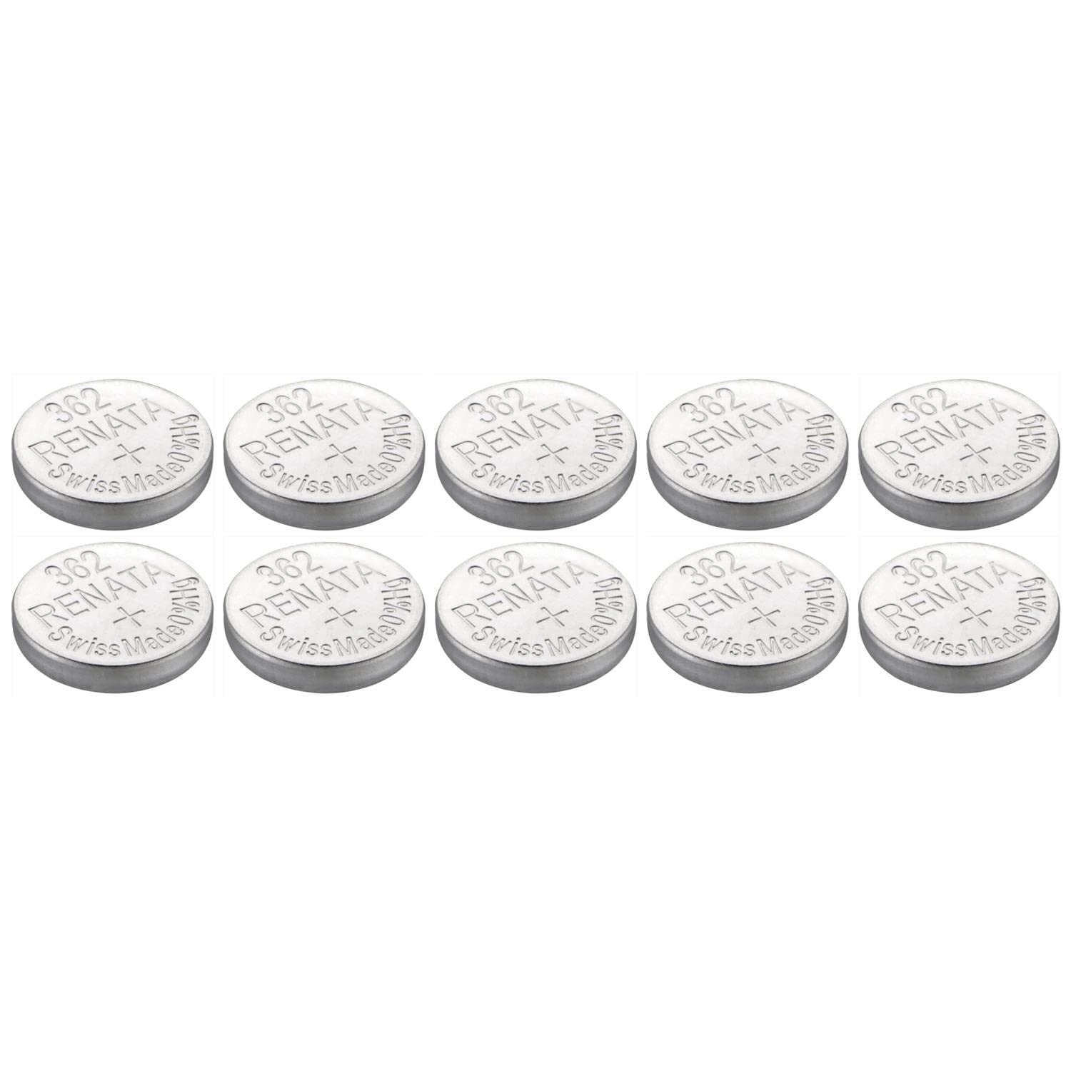 RENATA Pack of 10 Silver Oxide Button Batteries 362 / SR721 SW 0% Mercury