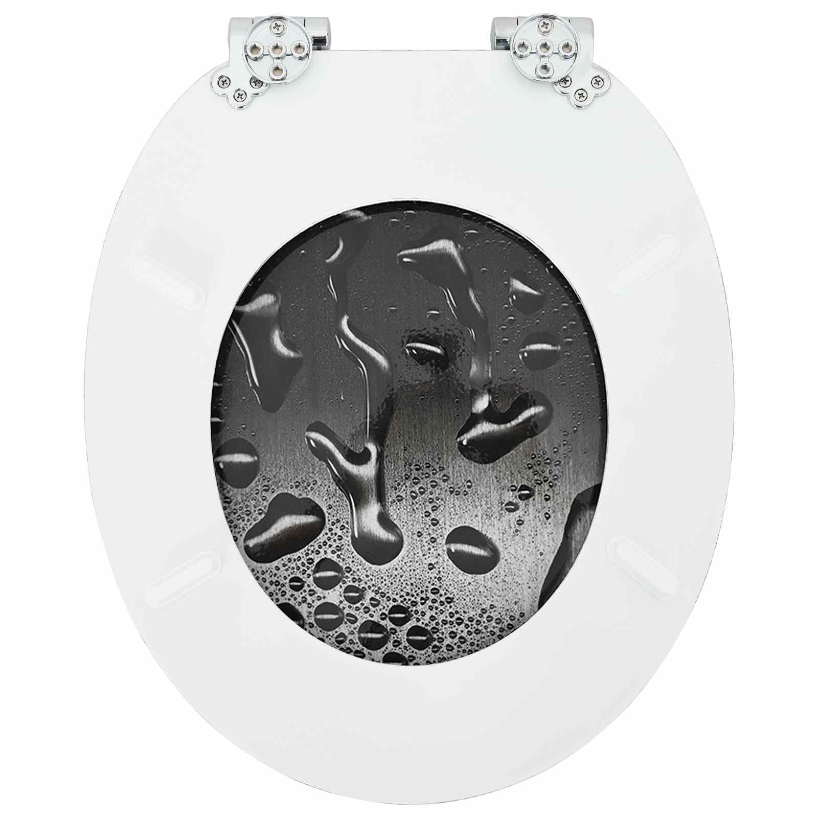Deska sedesowa Soft-Close zestaw 2 szt., szara płyta MDF, 44 x 38 cm, wolnoopadająca, antypoślizgowa, kompaktowa, do łazienki, WC dla gości, łatwe czyszczenie i dopasowanie