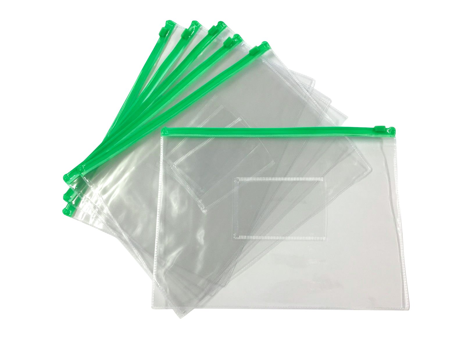JanraxPack of 12 A5 Green Zip Zippy Bags - Document Clear Plastic Transparent Storage Wallet