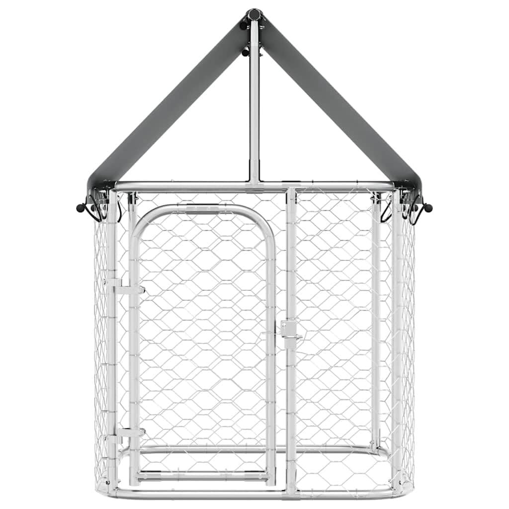 Cuccia per cani da esterno con tetto 100 x 100 x 150 cm, grande gabbia in acciaio zincato per cani, rete metallica a 4 lati per ventilazione e sicurezza, costruzione robusta