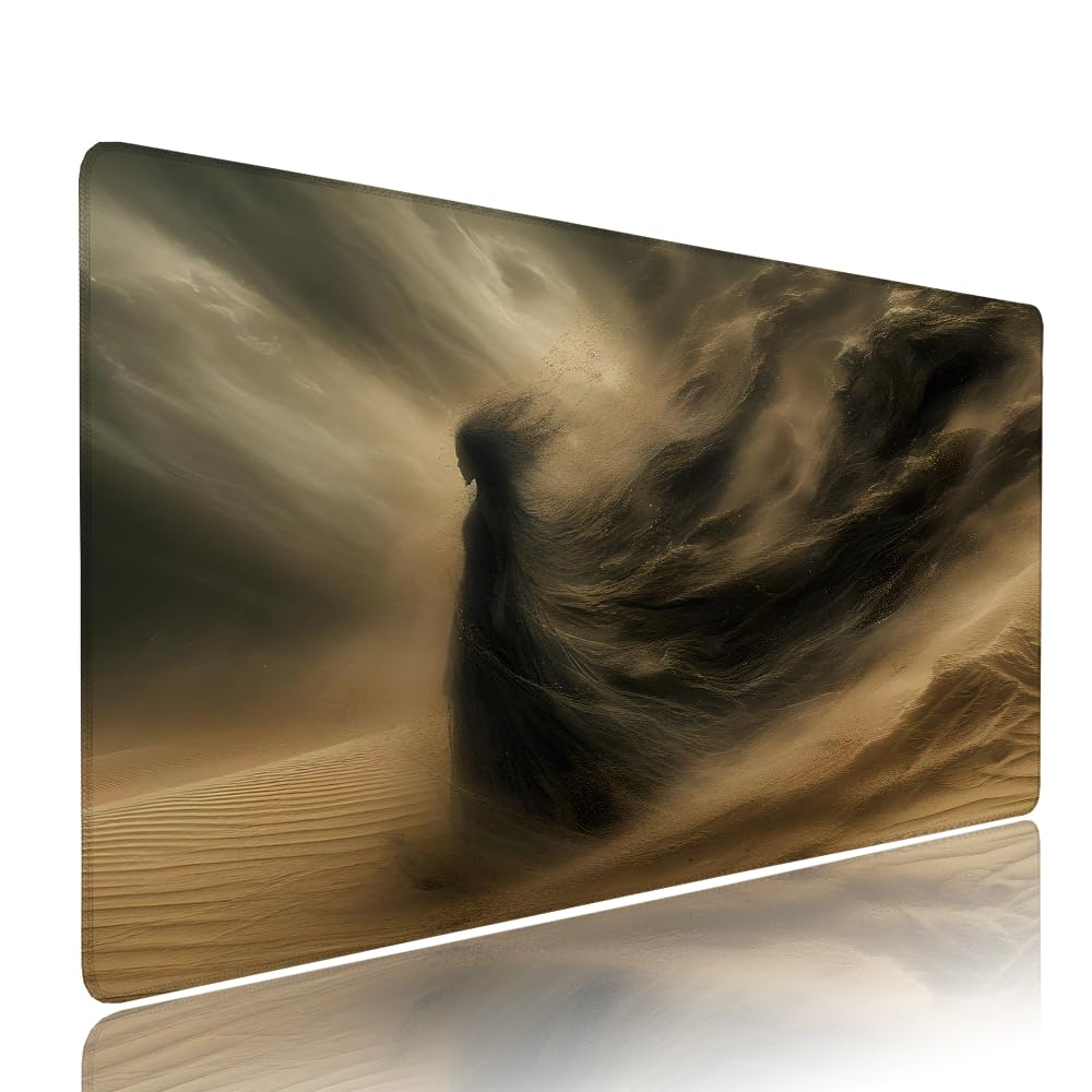 Alfombrilla de Mouse para Juegos, Giallo, XXL, Antideslizante, Impermeable, Diseño de Deserto, Extendido, Grande, 1400x600x3mm, para PC, Laptop, Ufficio, Famiglia d-620